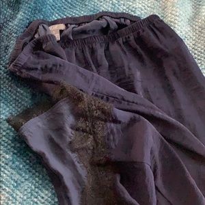 Blue AERIE Skirt Slip with Black Lace